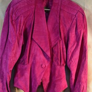 HOT PINK DANIER SUEDE LEATHER JACKET & SKIRT SZ M/14